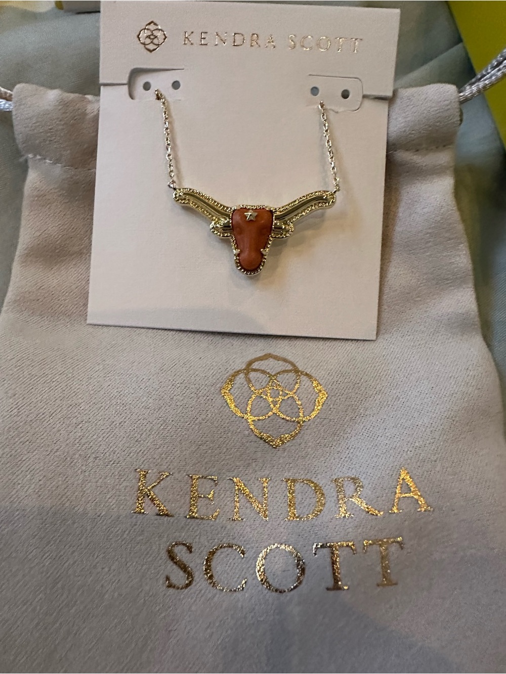 Kendra Scott Gold-Tone Longhorn Necklace with Brown Center - Picture 2 of 4